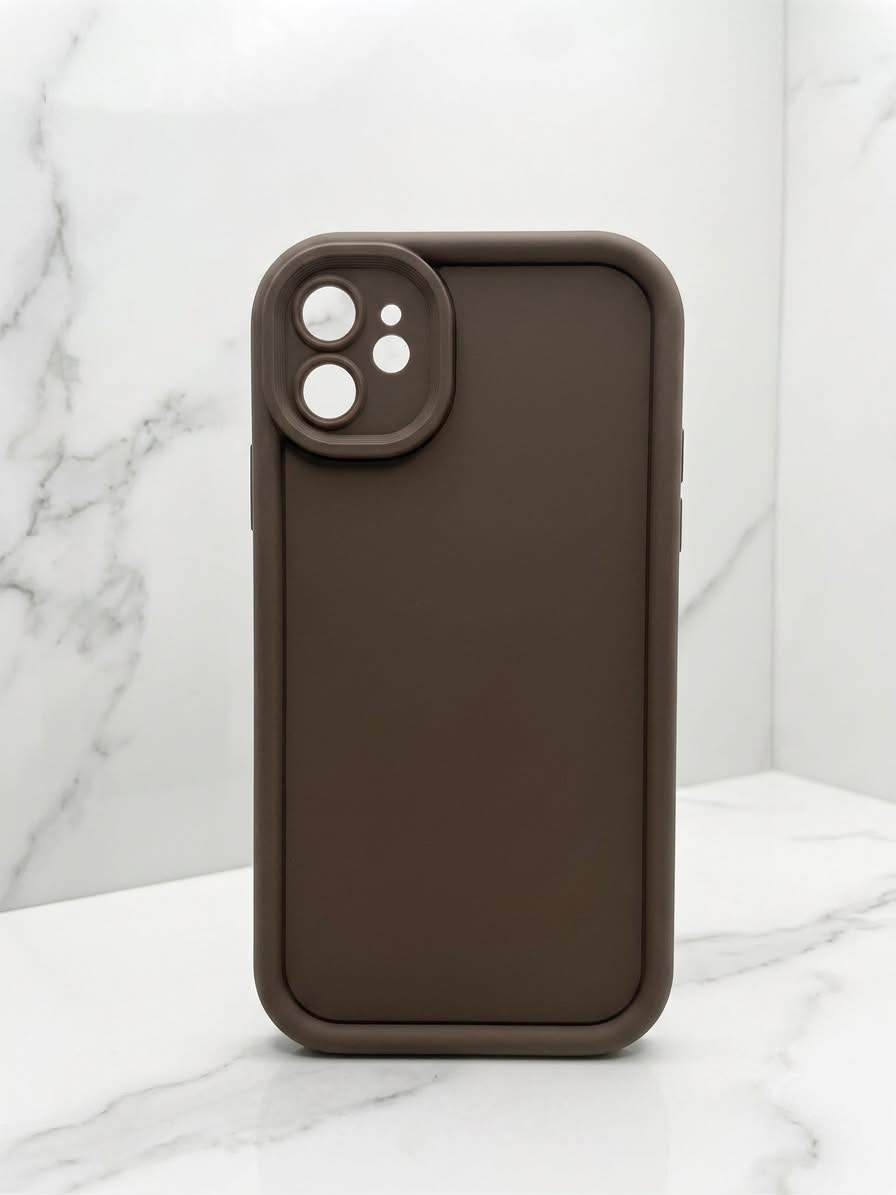 SILICON  MARRON CON BORDES - iPhone 11 / 11 Pro / 13 / 16