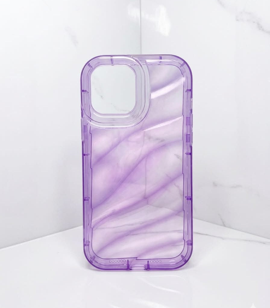 TRANSPARENTE MORADO CON RELIEVE - iPhone 12 Pro Max / 15 Pro