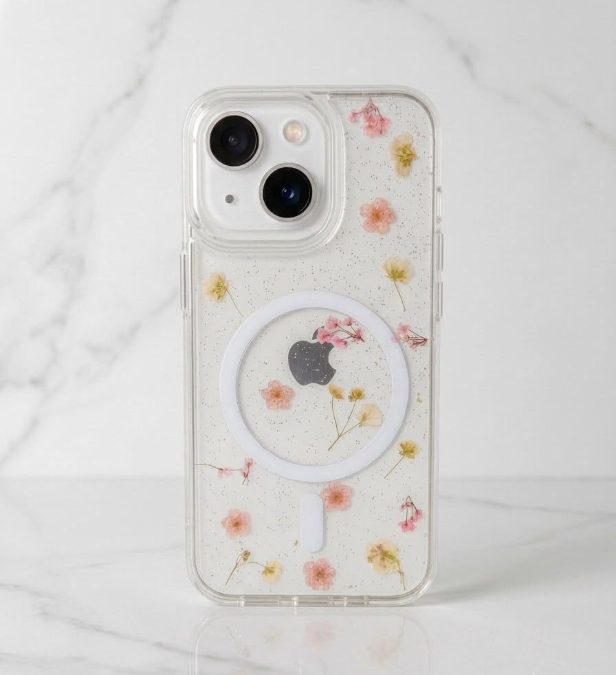 TRANSPARENTE DE FLORES Y MAG SAFE - iPhone 13 / 13 Mini / 13 Pro / 14 / 14 Plus / 14 Pro / 15 / 15 Plus / 16
