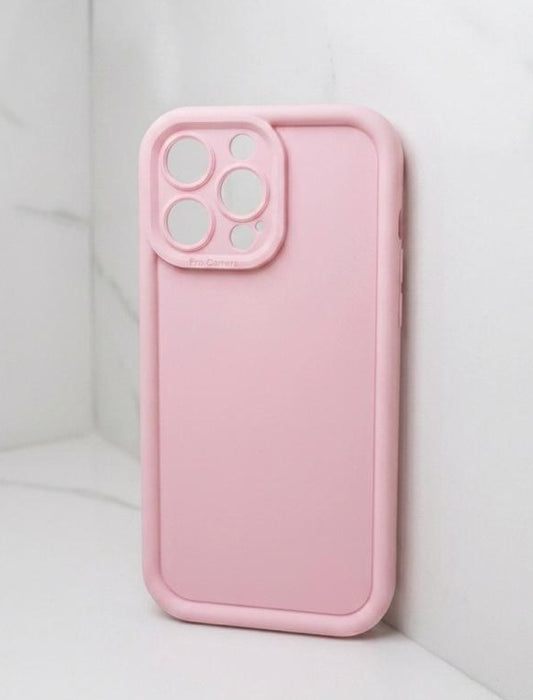 SILICON ROSADO CON BORDES - iPhone 13 Pro / 14 Plus / 16