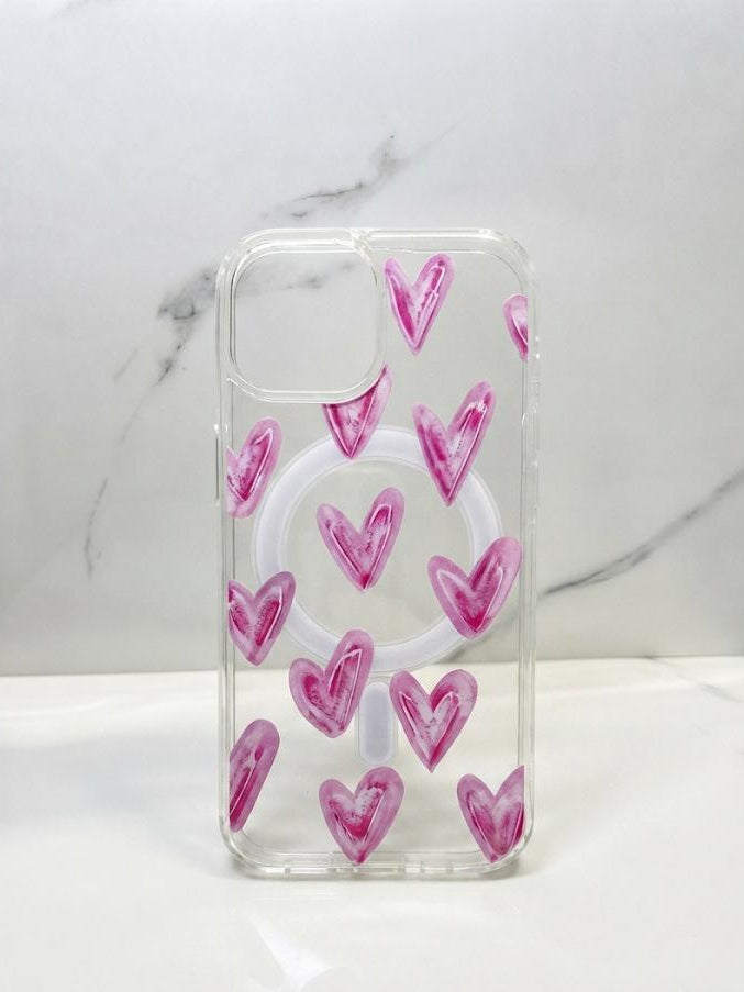 TRANSPARENTE CON MAG SAFE CORAZONES IPHONE 15