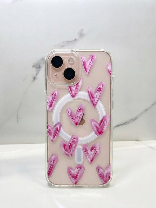 TRANSPARENTE CON MAG SAFE CORAZONES IPHONE 15